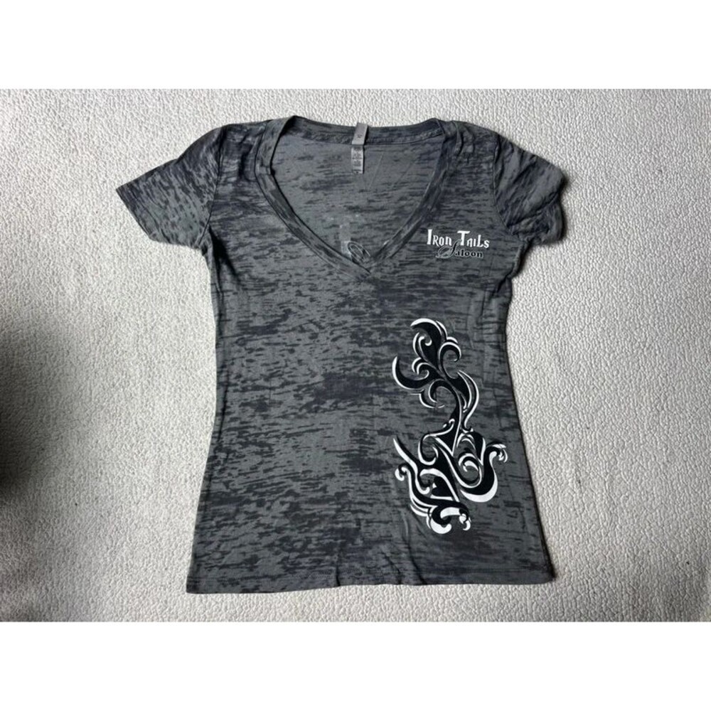 Next Level Iron Tails Saloon Grey & Black Graphic Shirt Womens Medium - Picture 2 of 7